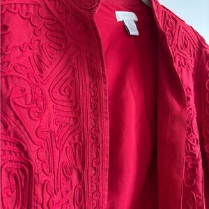 Vintage Western Chico's Vibrant Red Embroidered Jacket